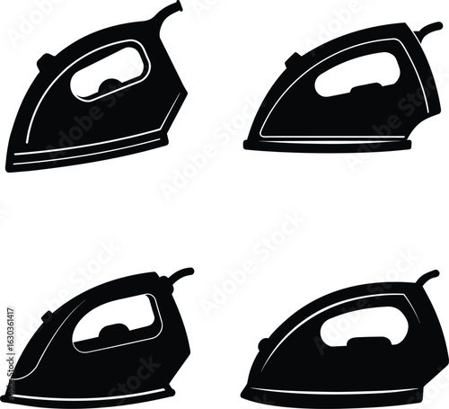 Silhouette of a modern electric iron illustration