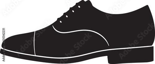 Minimalist Formal Oxford Shoe in Black and White Vector Silhouette