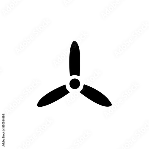 A clean, minimalist vector graphic of a three-bladed fan.