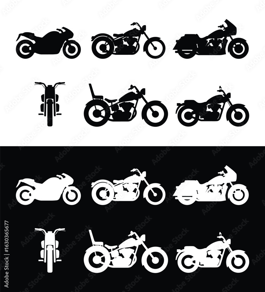 Obraz premium motorcycles silhouettes set