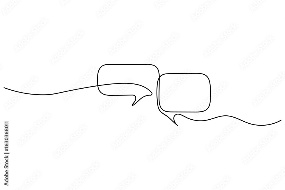Obraz premium Minimal continuous one line drawing of a speech bubble on a white background. Perfect for modern designs
