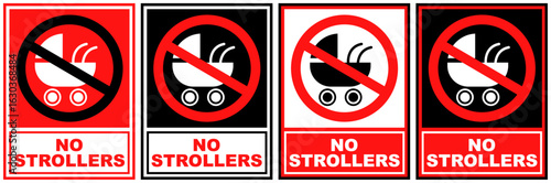 set sign no strollers prohibited symbol design label template vector illustration