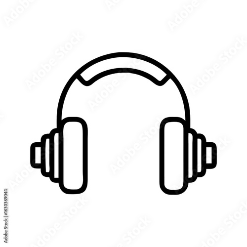Vector Illustration of Outline Headphones for Music and Audio with Isolated Black Lines