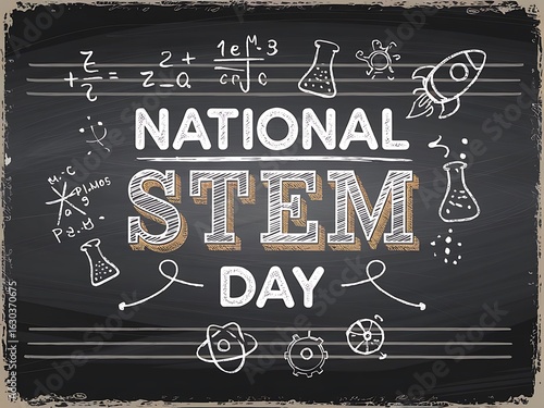 vintage chalkboard typography illustration of National STEM Day