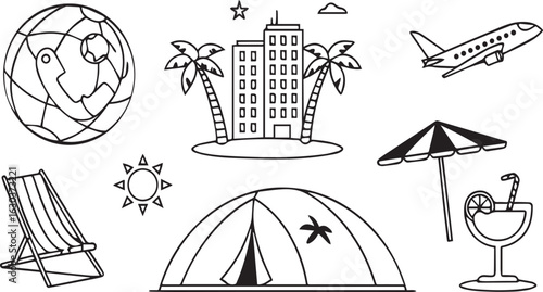 Minimal Summer Beach Line Art Pack