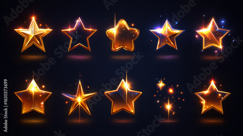 sparkle star icon, star sparkle vectors, Shining sparkle icon, Blink twinkle, sunburst star shapes collection. Abstract magic light flare, vector stars icon templates pack isolated on white background
