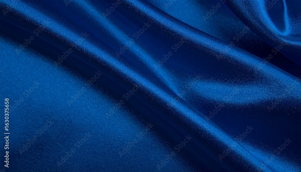 Fototapeta premium Close-up of deep blue satin fabric
