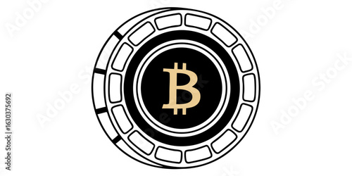 Bitcoin cryptocurrency digital currency decentralized money virtual currency blockchain technology coin icon crypto vector line icon on transparent background