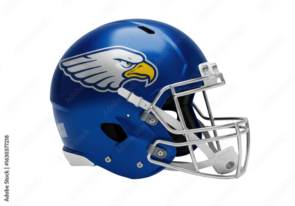 Fototapeta premium Isolated Blue American Football Helmet with an Eagle Head Logo