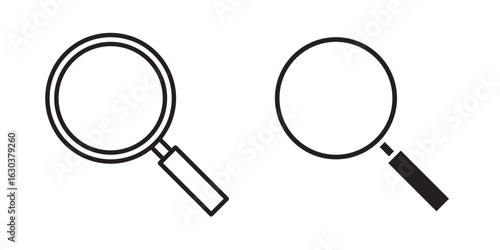 Search icon , magnifying glass symbol, search icon clip art , zoom in and zoom out symbol . Vector illustration with stroke and fill on a white background.