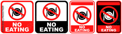 set sign no eating prohibited symbol design label template vector illustration