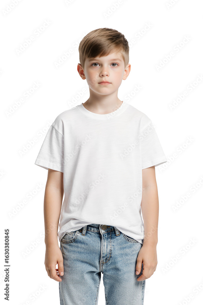 little boy wearing white t-shirt and blue jeans, isolated on transparent background little boy wearing white t-shirt and blue jeans, isolated on transparent background