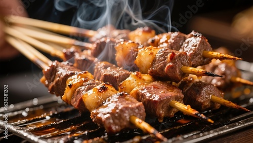 Wallpaper Mural Grilled Meat Skewers - Close - up of Roasted Delicacy Torontodigital.ca