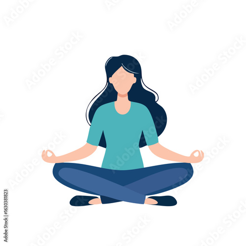 Woman practices meditation in seated yoga pose