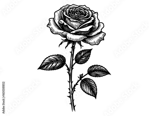 Elegant black and white rose