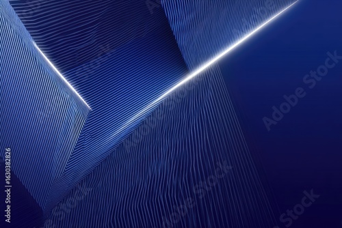 Abstract, deep blue, geometric shapes,  light ray