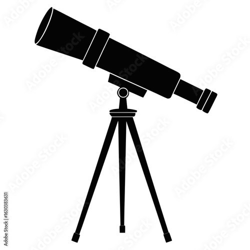 Telescope on Tripod Silhouette – Clean Black Vector Art