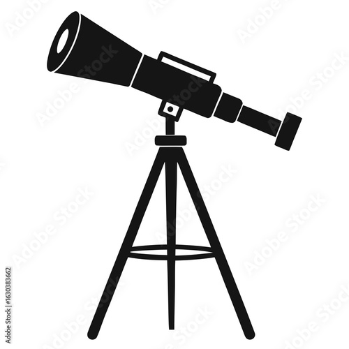 Telescope on Tripod Silhouette – Clean Black Vector Art