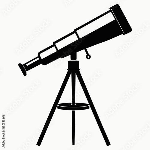 Telescope on Tripod Silhouette – Clean Black Vector Art