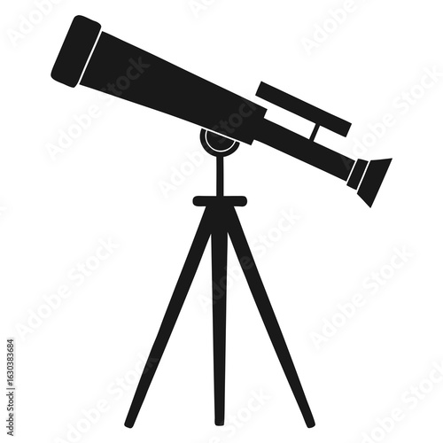 Telescope on Tripod Silhouette – Clean Black Vector Art