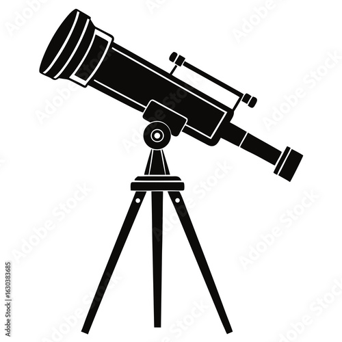 Telescope on Tripod Silhouette – Clean Black Vector Art