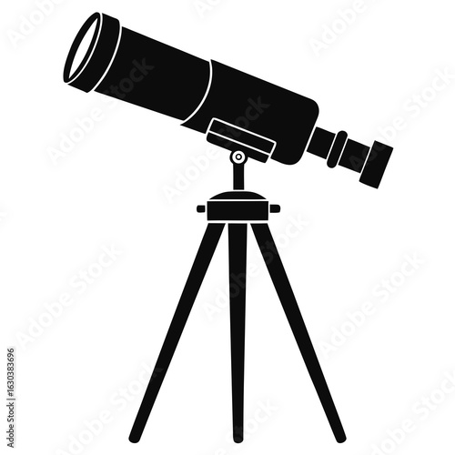 Telescope on Tripod Silhouette – Clean Black Vector Art