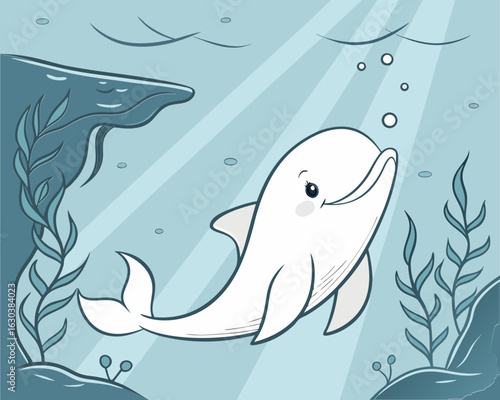 Playful Beluga Whale in Arctic Waters