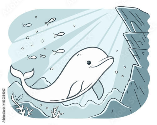 Playful Beluga Whale in Arctic Waters