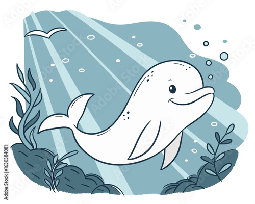 Playful Beluga Whale in Arctic Waters
