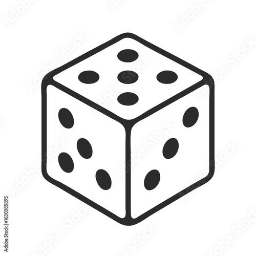 Vector illustration of a dice on white background representing luck and gambling