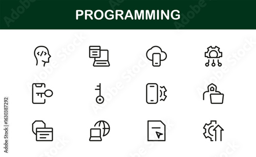 Programming Professional Modern Line Icon Set with Minimal Unique Vector Design for Digital Technology and Coding Projects