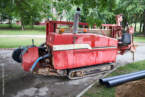 Принти на полотні Directional drill machine or Drilling rig stands on paved asphalt