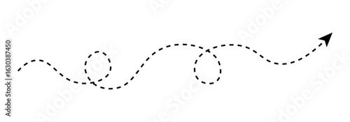 Long squiggle dashed line arrow