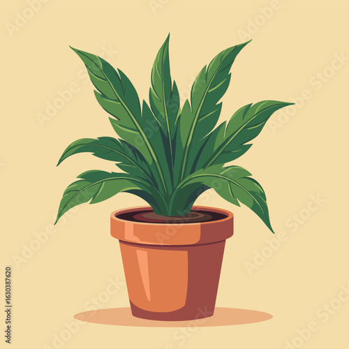 Potted houseplant vector illustration for home decor