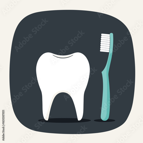 Dental care icon with tooth and toothbrush vector illustration