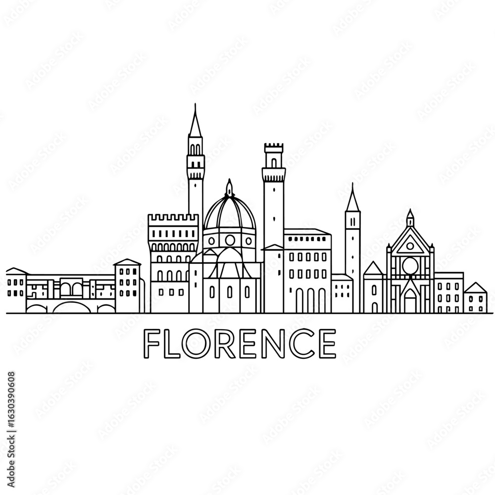 Obraz premium Florence city skyline vector on white background Vector line city skyline