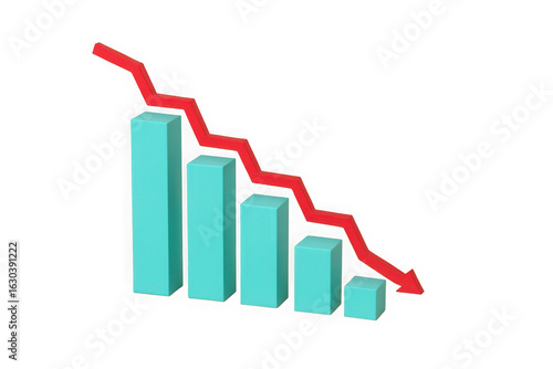 Free Download 3d rendering illustration icon isolated on A graph showing a downward trend line on transparent background - GFXLoad