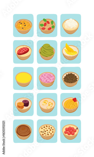 Collection of various sweet and savory dishes in bowls