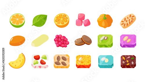 Assortment of sweet treats and fruits