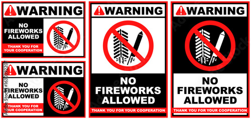 Set Collections no fireworks warning sign template design vector illustration
