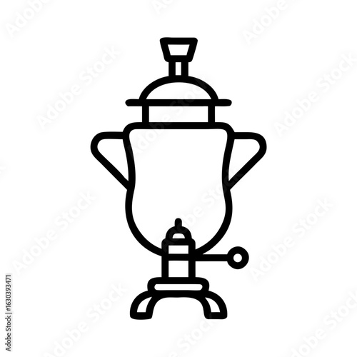 Rare antique samovar icon, minimalistic design on transparent background