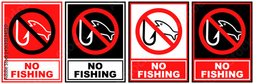 set sign no fishing prohibited symbol design label template vector illustration