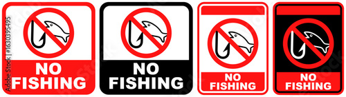 set sign no fishing prohibited symbol design label template vector illustration