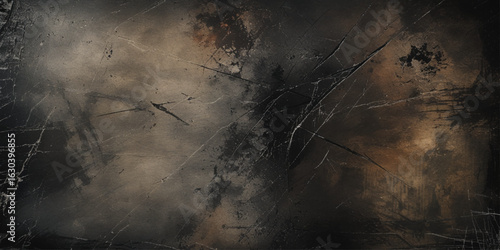 Abstract textured background with a dark, predominantly black and gray color palette and Black scratched grunge background with distressed film texture.