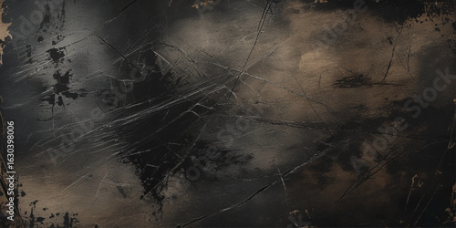 Abstract textured background with a dark, predominantly black and gray color palette and Black scratched grunge background with distressed film texture.