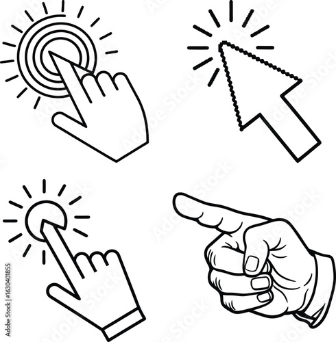 Hand Screen Gesture Touch Sensor Outline Icons
