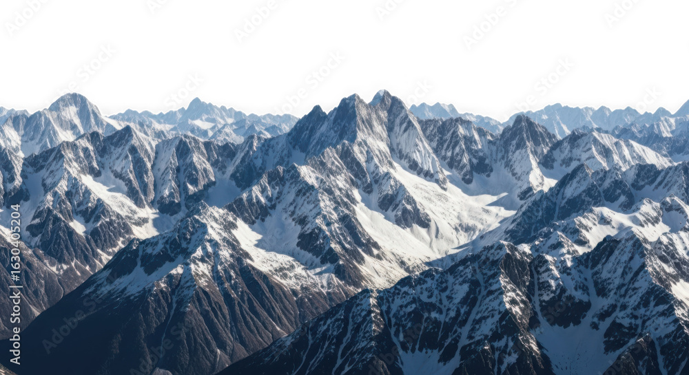 Fototapeta premium Snowy mountain peaks isolated on transparent background