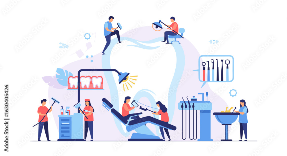 Obraz premium Comprehensive dental care services and oral hygiene practices for healthy teeth