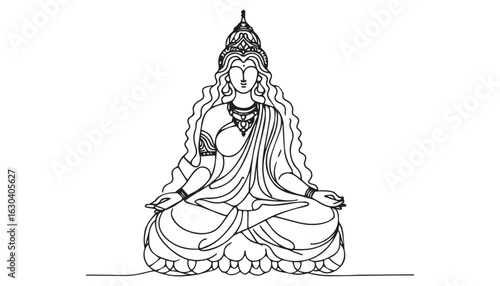 Continuous one single minimal line drawing parvati devi