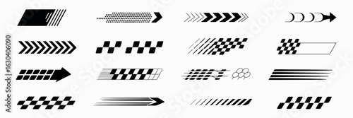 Motorsport Vector Set – Racing Stripe Patterns and Checkered Flag Elements